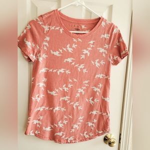Sonoma Coral with White Birds The Everyday Tee T-Shirt XS